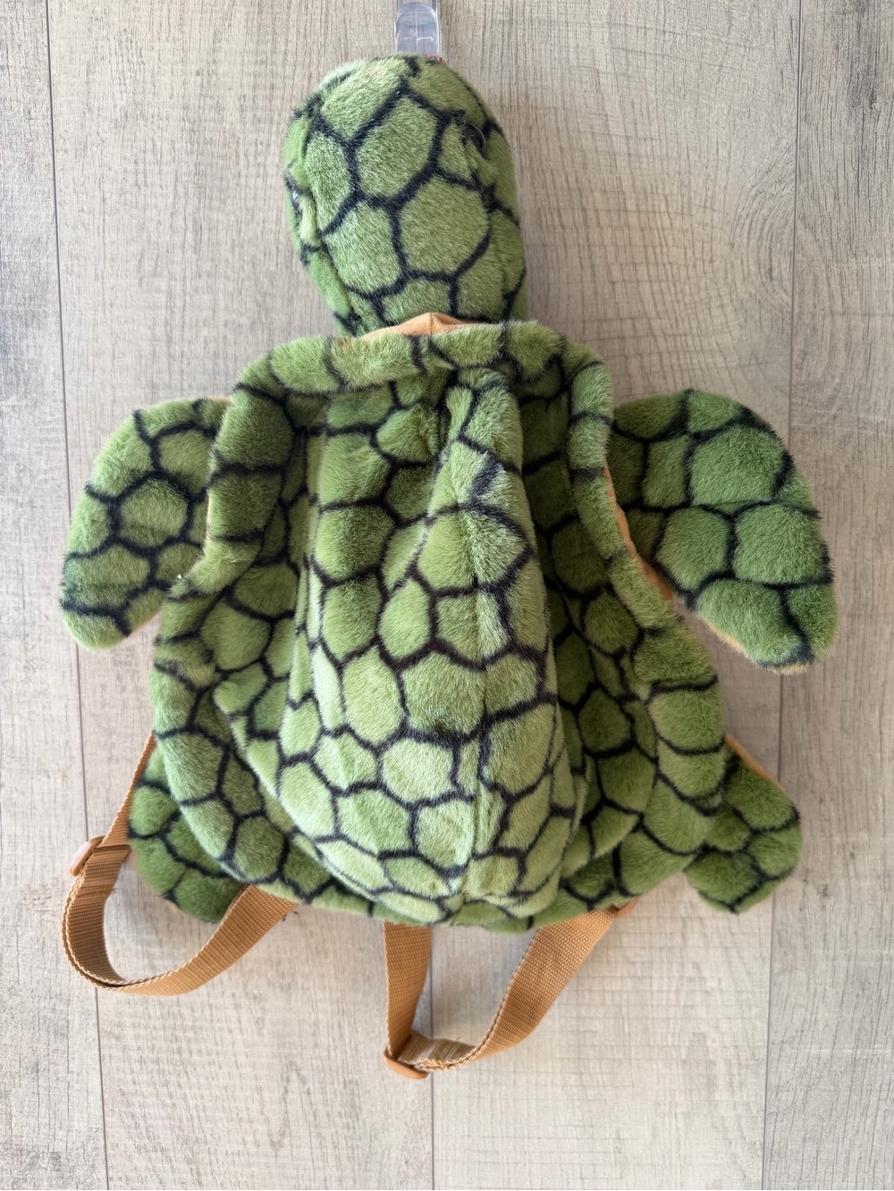 Vintage 90’s Aurora Sea Turtle Backpack Green Tan Handmade Plush Stuffed Animal